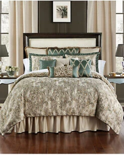 Waterford Anora Brass/Jade Reversible 4pc Comforter Set Home