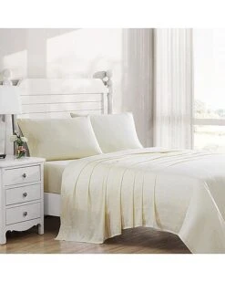 Laura Ashley Serendipity Gingham 100% Cotton 300 Thread Count Sateen Sheet Set Home