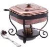 Hammered Antique Copper Chafing Dish & Stainless Steel Spoon Home