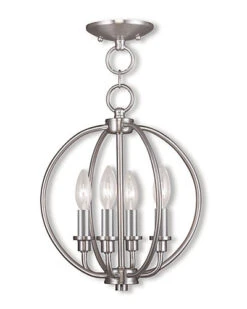 Livex Lighting Milania 4-Light BN Chain Lantern/Ceiling Mount Home