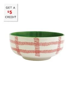 Va By VIETRI Mistletoe Plaid Large Footed Serving Bowl With $5 Credit Home
