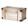 Bechet French Industrial Silver Metal Storage Trunk Home