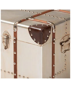 Bechet French Industrial Silver Metal Storage Trunk Home -Rue La La 3050271499 RLLD 5