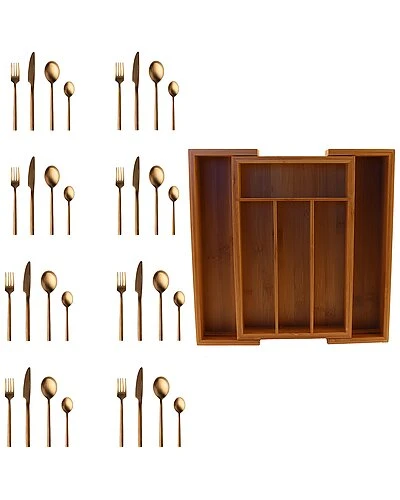BergHOFF Gem Gold Flatware 32pc Place Setting With Storage Organizer Home 1 BergHOFF Gem Gold Flatware 32pc Place Setting With Storage Organizer Home