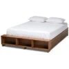 Baxton Studio Arthur Modern Rustic Platform Bed With Built-in Shelves Home