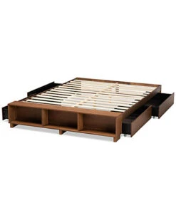 Baxton Studio Arthur Modern Rustic Platform Bed With Built-in Shelves Home -Rue La La 3050567366 RLLD 3