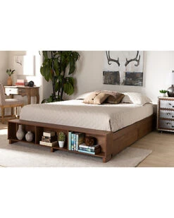 Baxton Studio Arthur Modern Rustic Platform Bed With Built-in Shelves Home -Rue La La 3050567366 RLLD 4