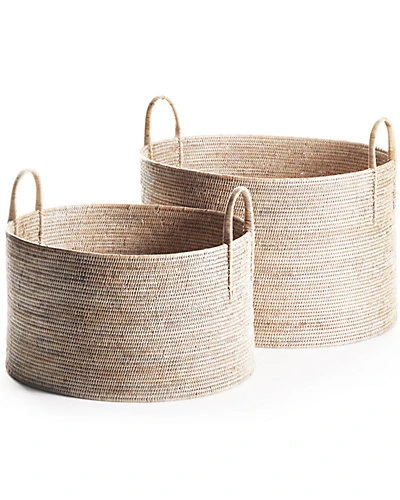 Burma Rattan Hampers With Handles, Set Of 2 1 Burma Rattan Hampers With Handles, Set Of 2