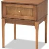 Baxton Studio Ramiel Mid-Century Modern Ash Rattan 1-Drawer Nightstand Home