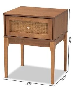 Baxton Studio Ramiel Mid-Century Modern Ash Rattan 1-Drawer Nightstand Home -Rue La La 3050796543 RLLD 3