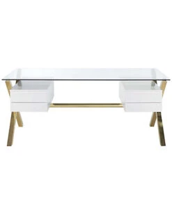 2 Compartment Gold Beverly Desk Home