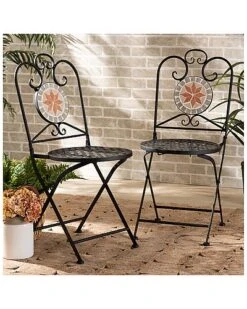Antina Modern & Contemporary Black Metal 2-Piece Outdoor Dining Chair Set Home -Rue La La 3070099544 RLLD 6
