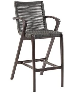 Brielle Outdoor Dark Eucalyptus Wood And Rope Counter And Bar Height Stool Home