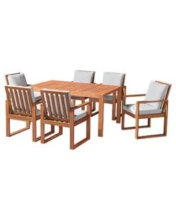 Alaterre Furniture Weston Eucalyptus Wood Outdoor Dining Table With 6 Dining Chairs, Set Of 7 Home