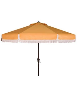 Safavieh Milan Fringe 9Ft Crank Outdoor Push Button Tilt Umbrella Home
