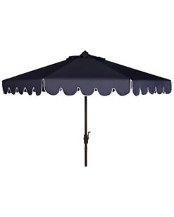 Safavieh Venice Single Scallop 9Ft Crank Outdoor Push Button Tilt Umbrella Home